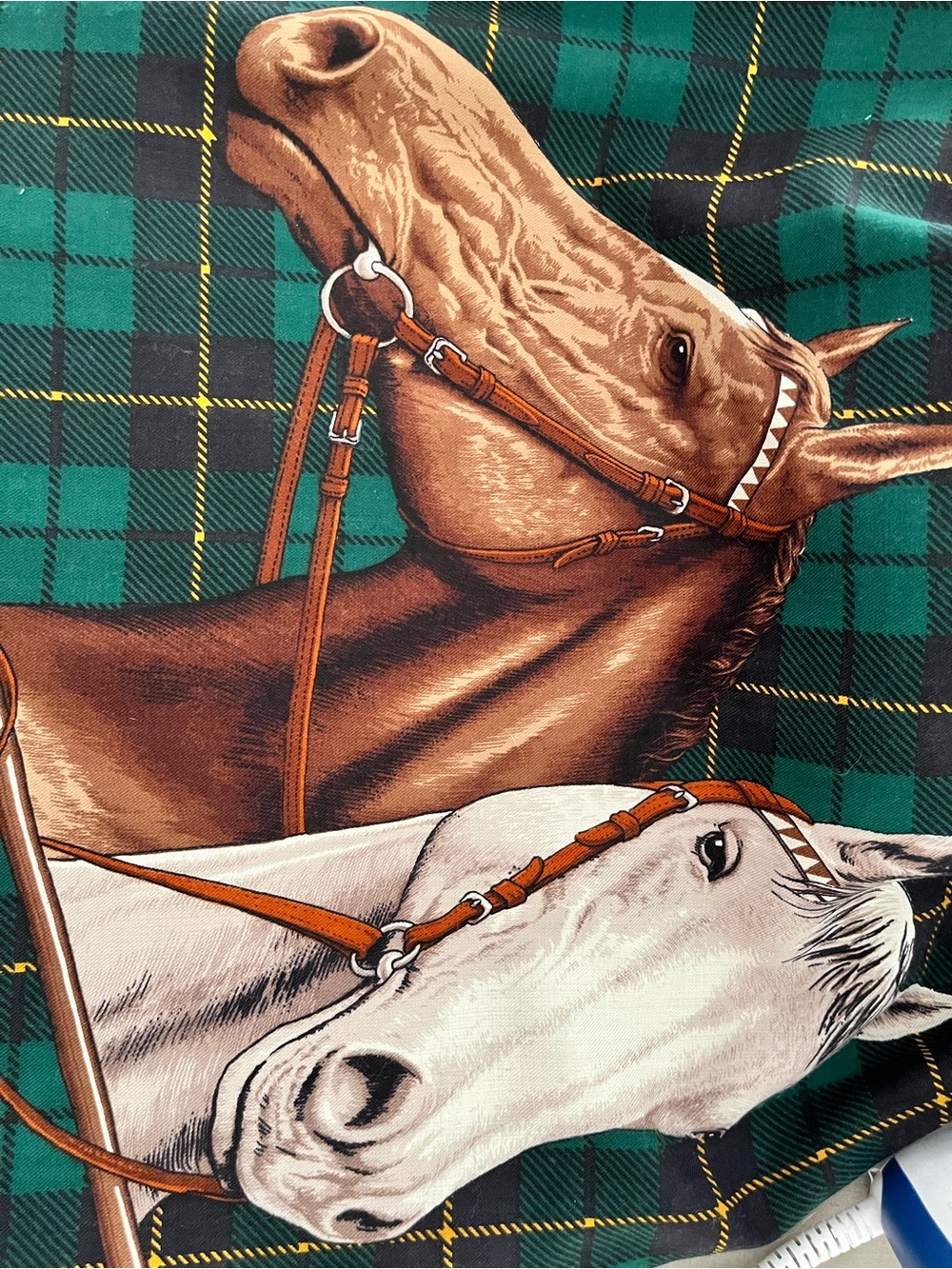 Vintage Country Shop Emerald Green Plaid Maxi Skirt with Equestrian Motif NWT - Picture 3 of 6